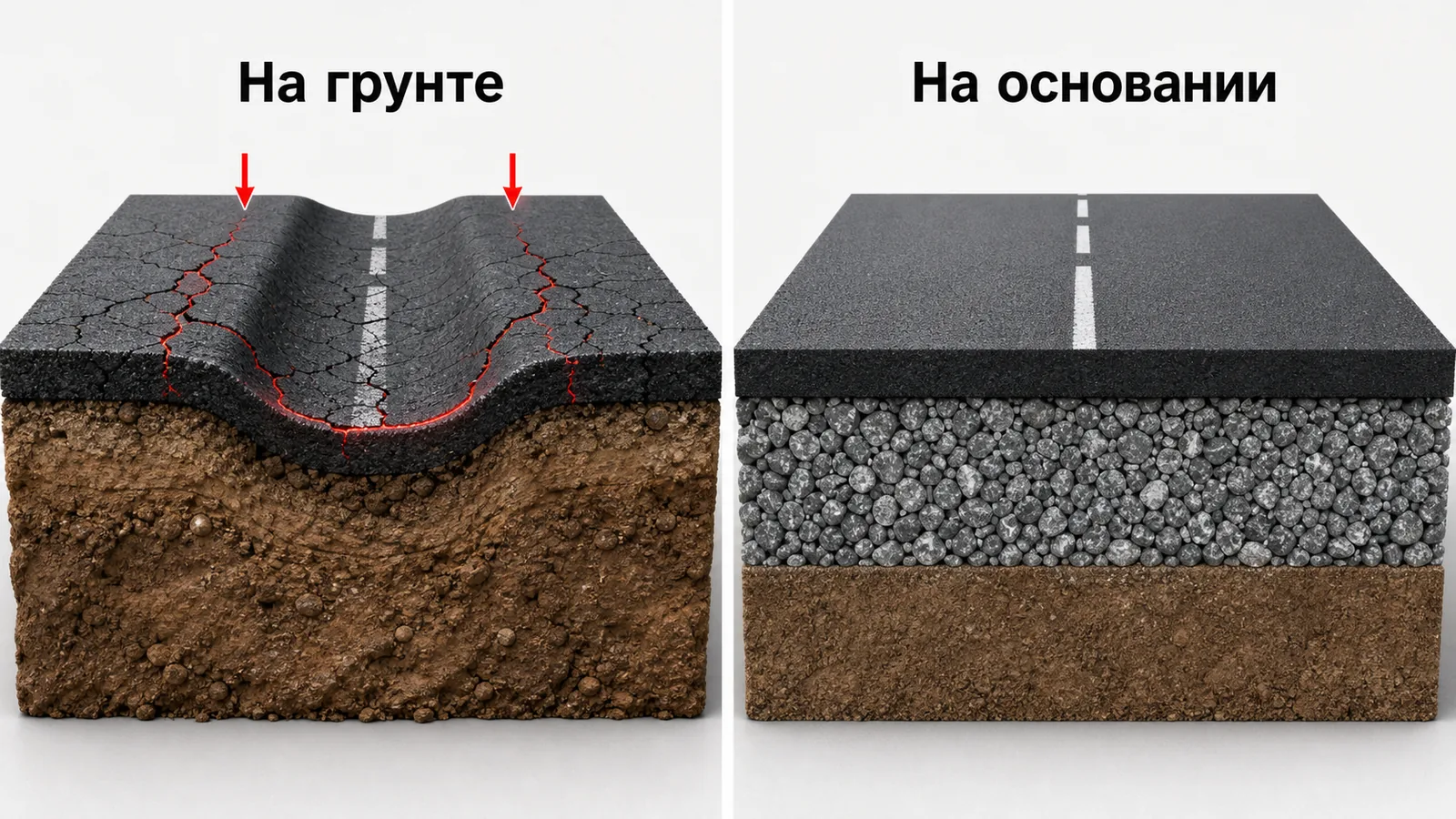 Асфальт на грунте против асфальта на щебёночном основании